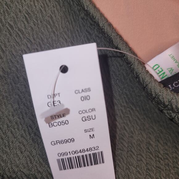 J Crew Bikini Bottom Textured curved-waist cheeky Size Medium Green BC050 - Picture 4 of 7